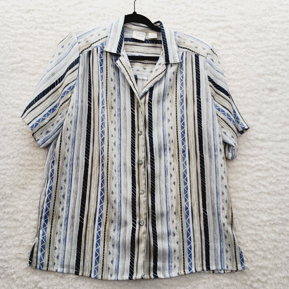Blouse Stripe Office Office Vacation Resort Everyday Casual Leisure Chic Size 14
